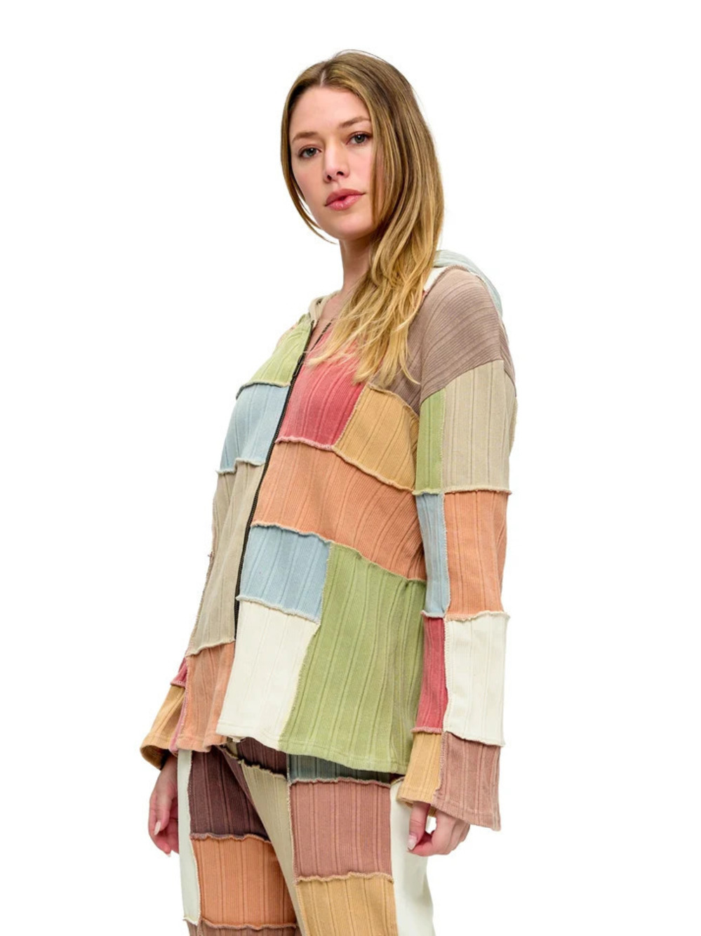 26895 | Yak & Yeti Zip Up Patchwork Colorblck Multicolor Jacket | Sizes S/M-L/XL - Picture 3 of 4